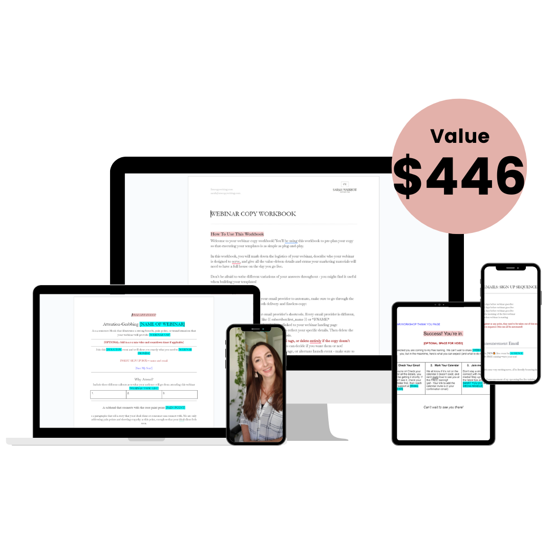 show up webinar copy kit